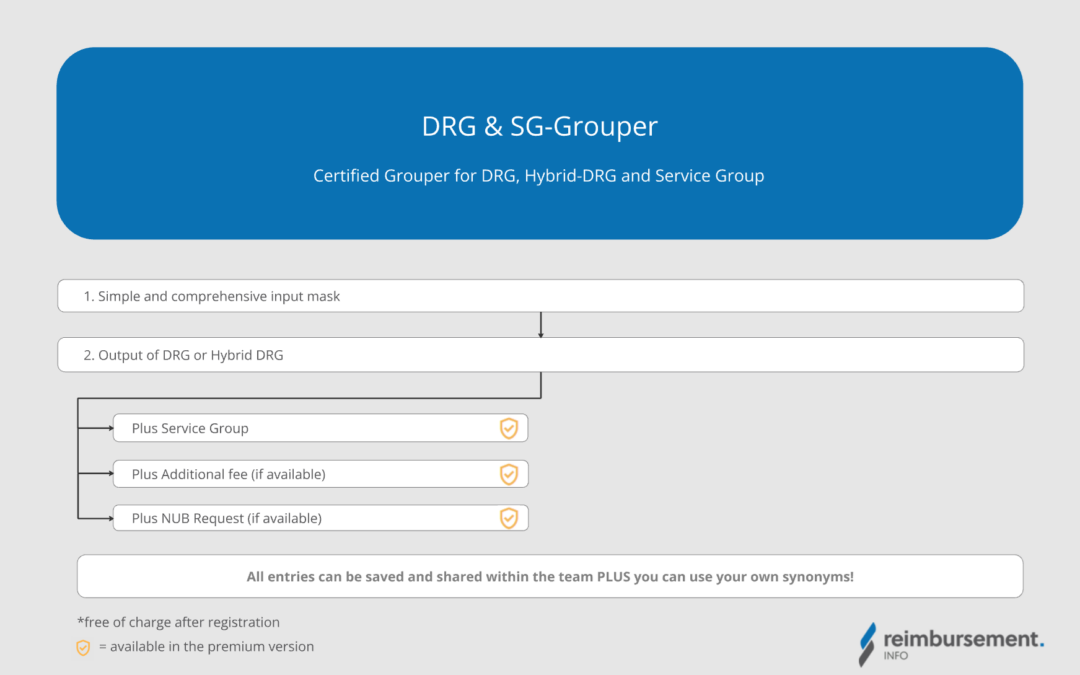 DRG & SG-Grouper - certified output of DRG, Hybrid DRG and service groups